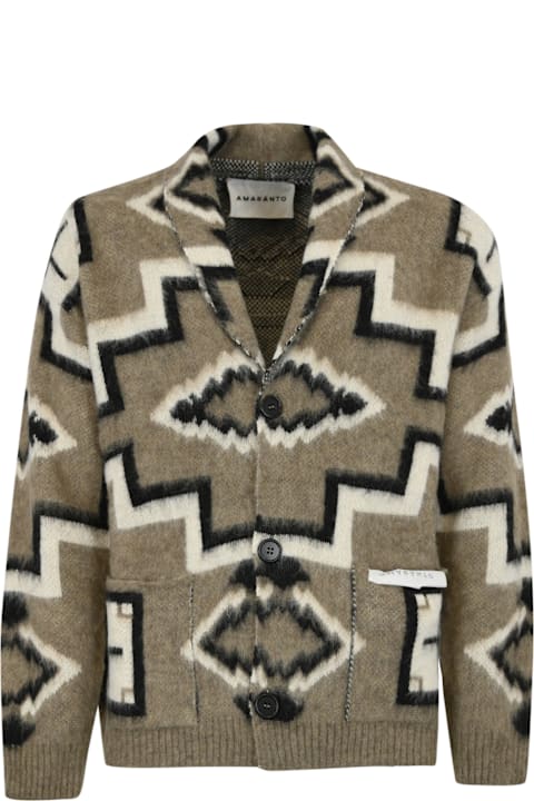 Amaranto Clothing for Men Amaranto Patterned Wool Blend Cardigan