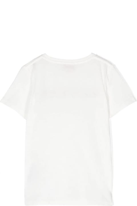 Gucci Topwear for Boys Gucci White T-shirt With Logo Print And Web In Jersey Boy