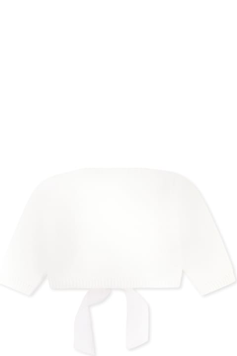 أدوات منزلية La stupenderia Ivory Cardigan For Baby Girl With Bow