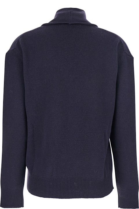 Mauro Grifoni for Men Mauro Grifoni Blue Sweater With V Neck And Ribbed Trims In Wool Woman