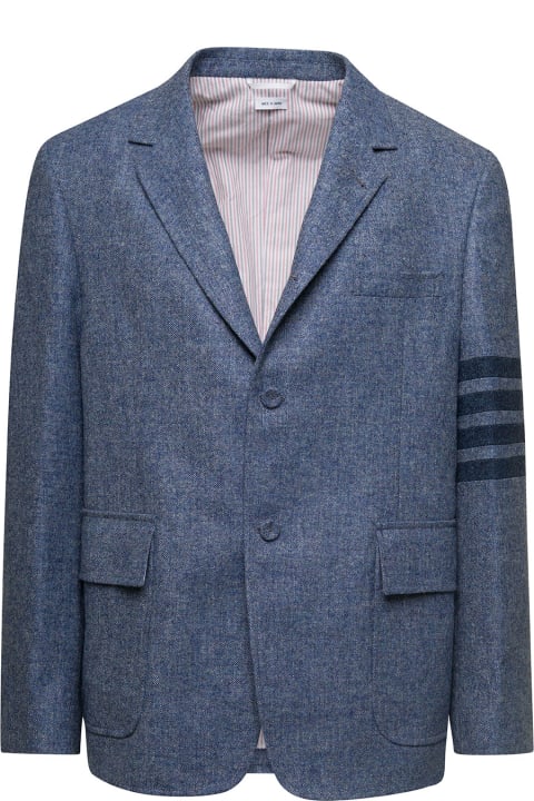 Thom Browne Coats & Jackets for Women Thom Browne Unstructured Straight Fit S/c W/sewed In 4bar In Solid Donegal Tweed