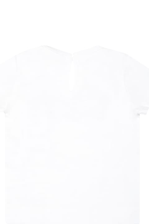 Monnalisa T-Shirts & Polo Shirts for Baby Boys Monnalisa White T-shirt For Baby Girl With Bear Print And Writing