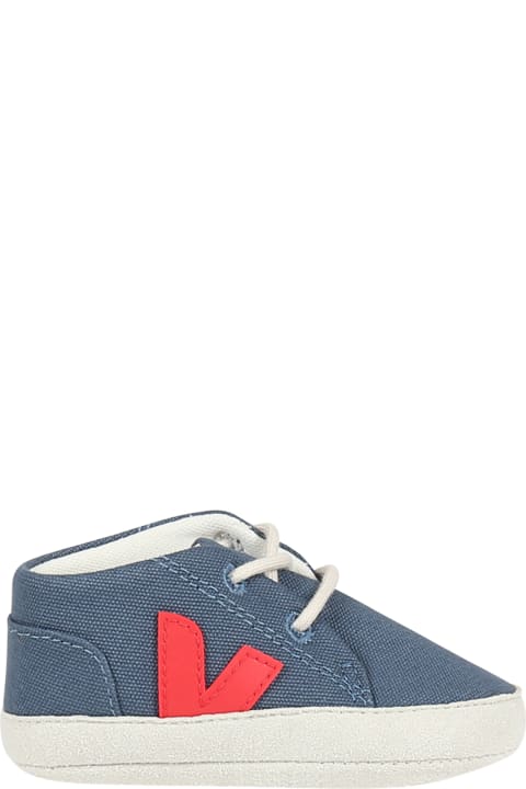 Veja Shoes for Baby Girls Veja Blue Sneakers For Baby Boy With Red Logo