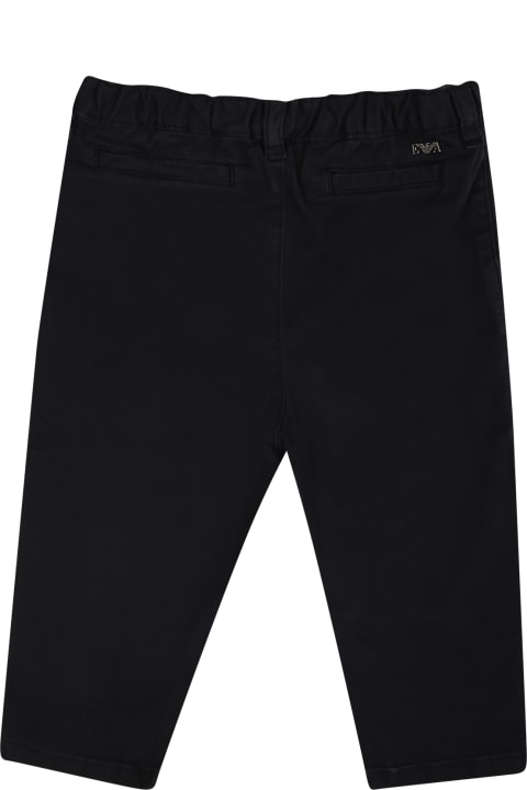 Emporio Armani Bottoms for Baby Girls Emporio Armani Blue Trousers For Baby Boy With Logo