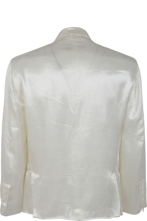 Greg Lauren Coats & Jackets for Men Greg Lauren Ivory Satin Double Breasted Blazer