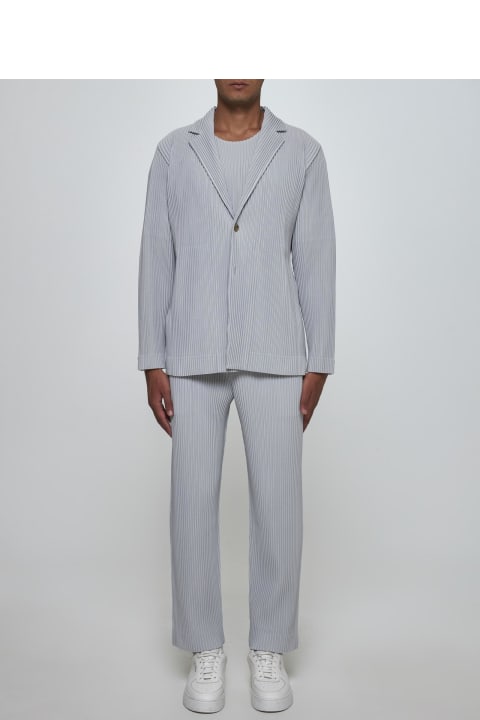أدوات منزلية Homme Plissé Issey Miyake Pleated Fabric Single-breasted Blazer