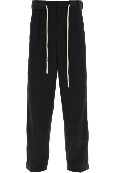 Palm Angels Men Palm Angels Drawstring Cotton Pants With Side Bands