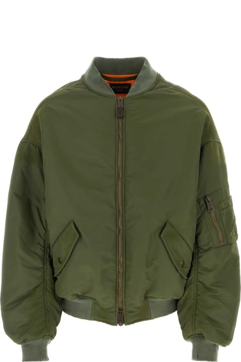 Balenciaga Sale for Men Balenciaga Army Green Nylon Padded Bomber Jacket