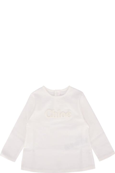Topwear for Baby Girls Chloé Logo Embossed Crewneck T-shirt
