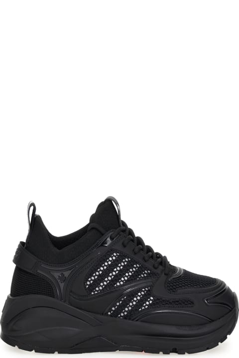 Dsquared2 for Men Dsquared2 'dash' Black Low Top Sneakers With 1964 Logo In Techno Fabric Man