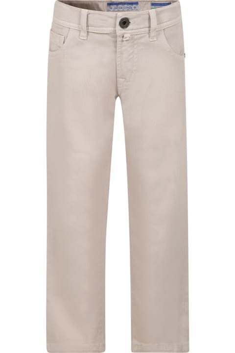 Ivory Trousers For Boy With Logo