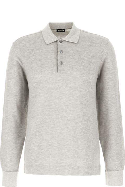 Zegna Topwear for Men Zegna Grey Cotton And Silk Polo Shirt