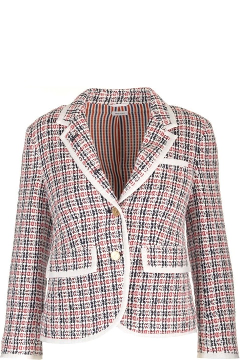 Thom Browne for Women Thom Browne Check-pattern Buttoned Tweed Jacket