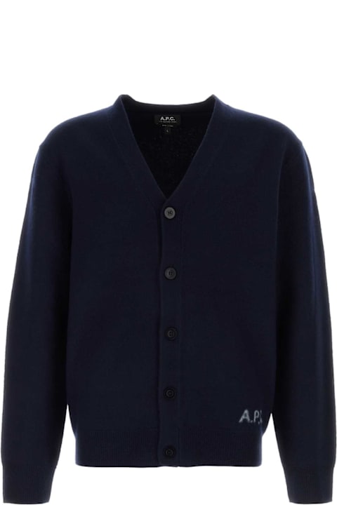 A.P.C. Sweaters for Men A.P.C. Navy Blue Wool Cardigan