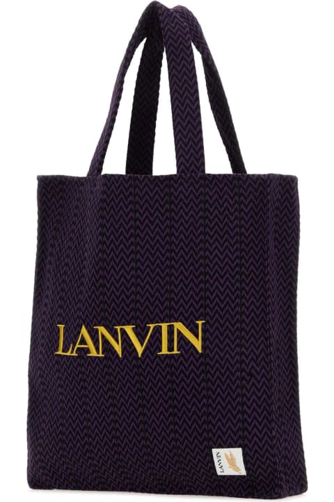 Bags for Men Lanvin Embroidered Canvas Lanvin X Future Curb Shopping Bag