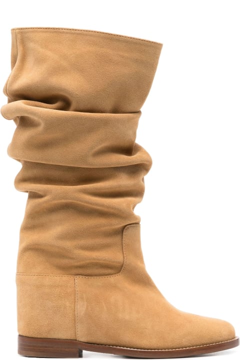 Boots for Women Via Roma 15 Camel Brown Suede Boots