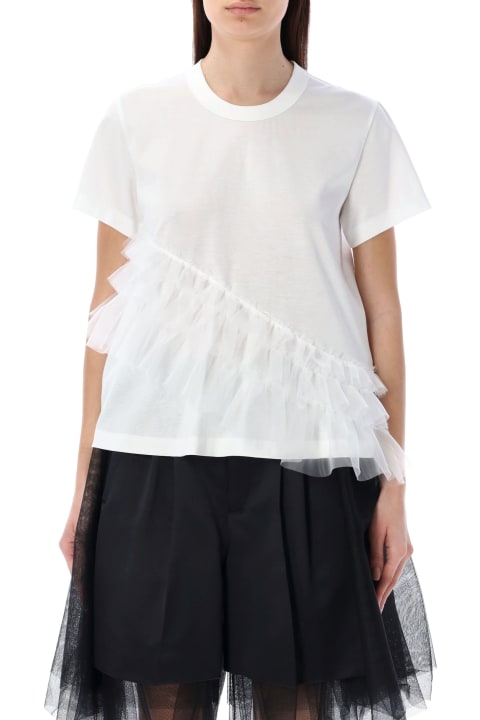 Fashion for Women Noir Kei Ninomiya Ruffle Tulle Insert T-shirt
