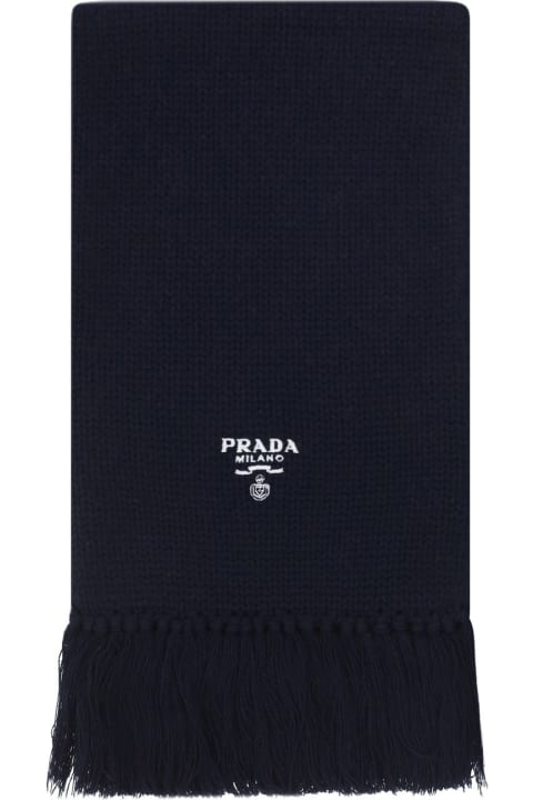 Scarves for Men Prada Logo Cashmere Scarf