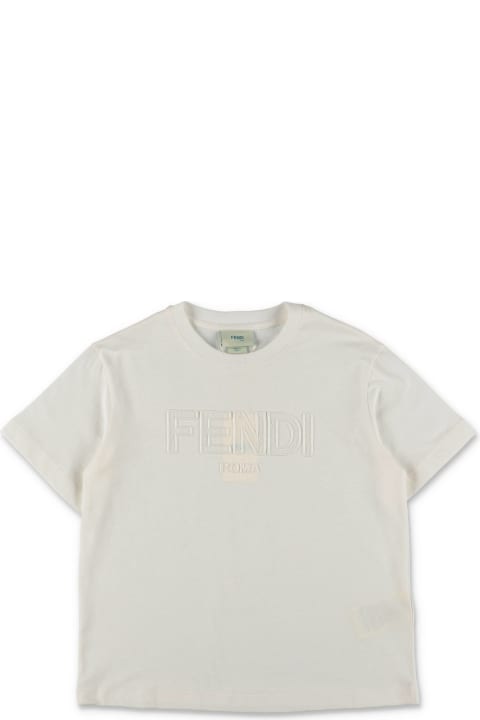 Fendi for Girls Fendi Fendi T-shirt Bianca In Jersey Di Cotone Bambina