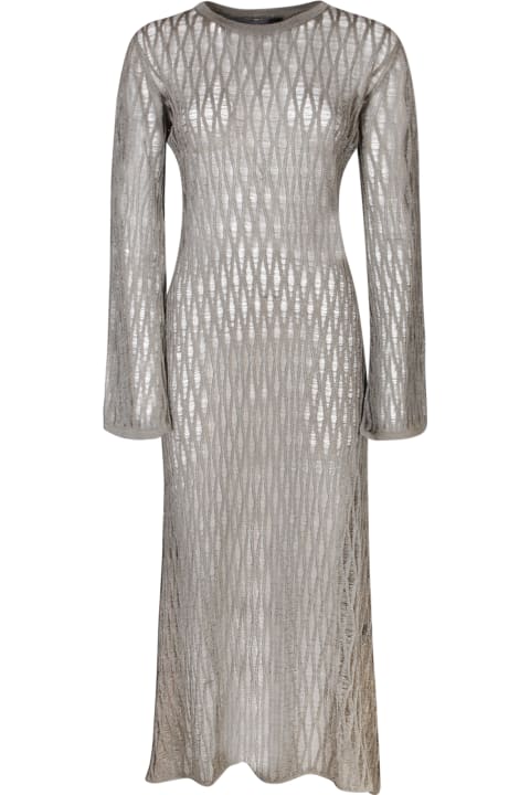 Federica Tosi Dresses for Women Federica Tosi Silver Long Perforated Knit Dress