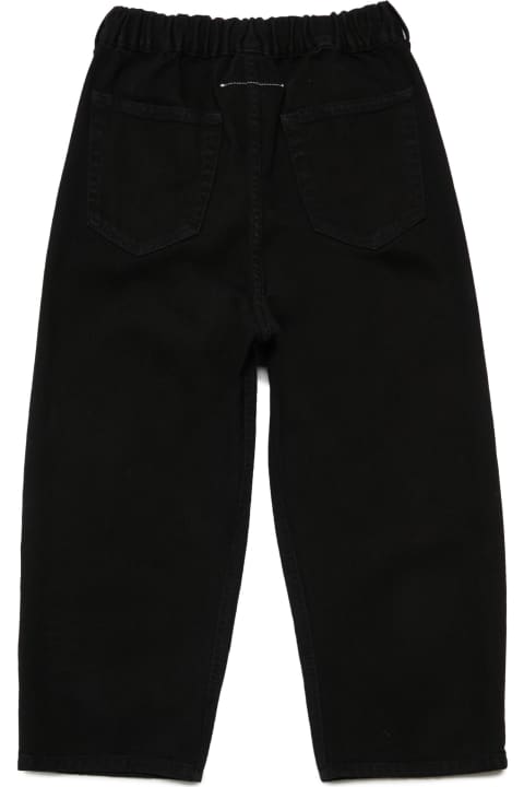 メンズ新着アイテム MM6 Maison Margiela Mm6p11au Trousers Maison Margiela Vintage Effect Black Wide Fit Jeans With Logo