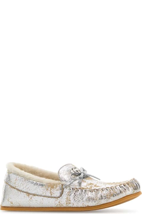 Gucci Silver Leather Loafers