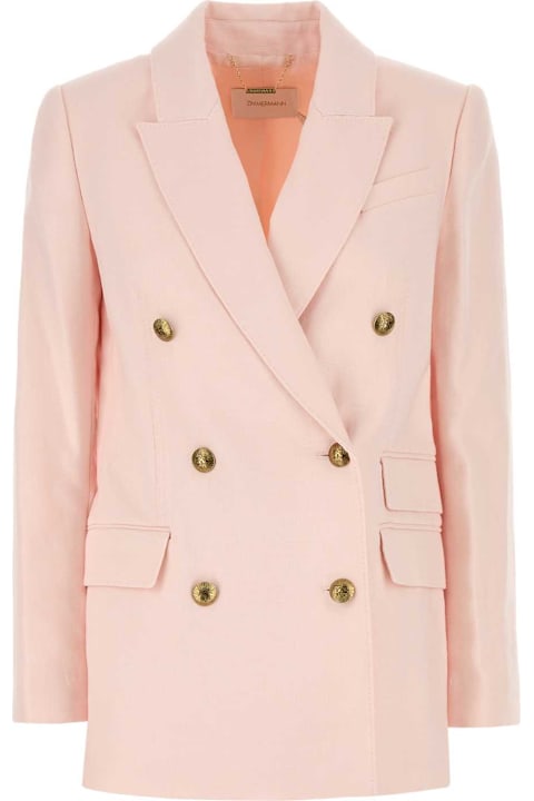 Zimmermann for Women Zimmermann Pastel Pink Linen Crush Blazer