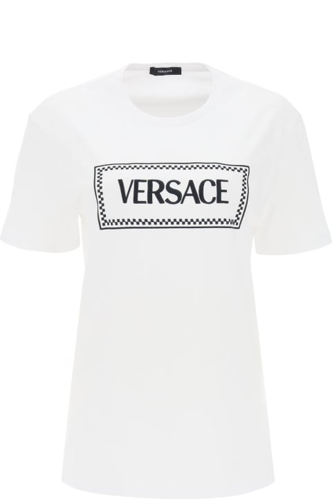 ウィメンズ Versaceのウェア Versace Logo Embroidery T-shirt