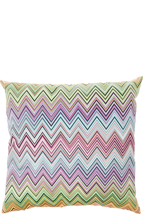 Fashion for Men Missoni Multicolor Square Cushion With Zigzag Motif In Cotton Home