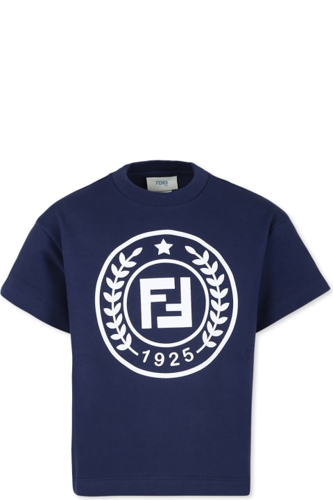 Fendi Sale for Kids Fendi Blue Sweatshirt For Boy With Logo