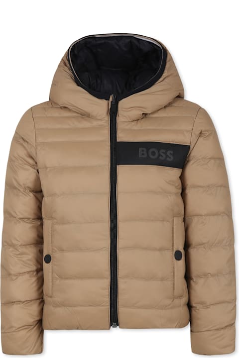 Hugo Boss Coats & Jackets for Boys Hugo Boss Beige Reversible Down Jacket For Boy With Logo