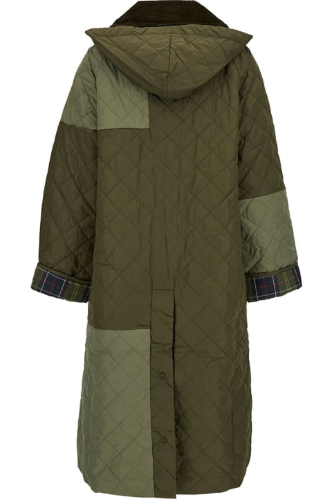 Fashion for Women Barbour Green Patchwork Jacket With Logo Patch In Quilted Fabric Woman