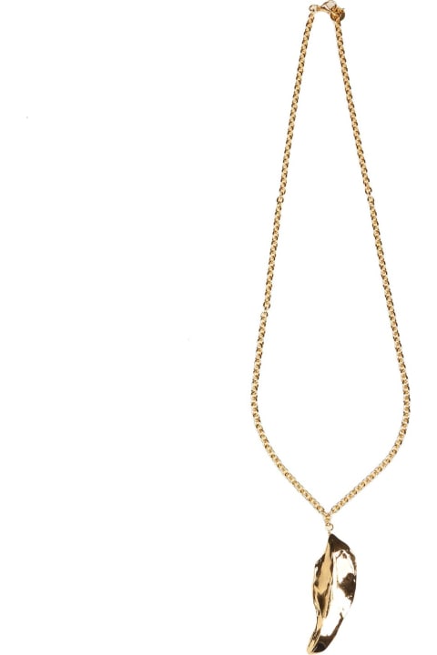 ウィメンズ ネックレス Marni Gold Metal Necklace With Leaf Pendant