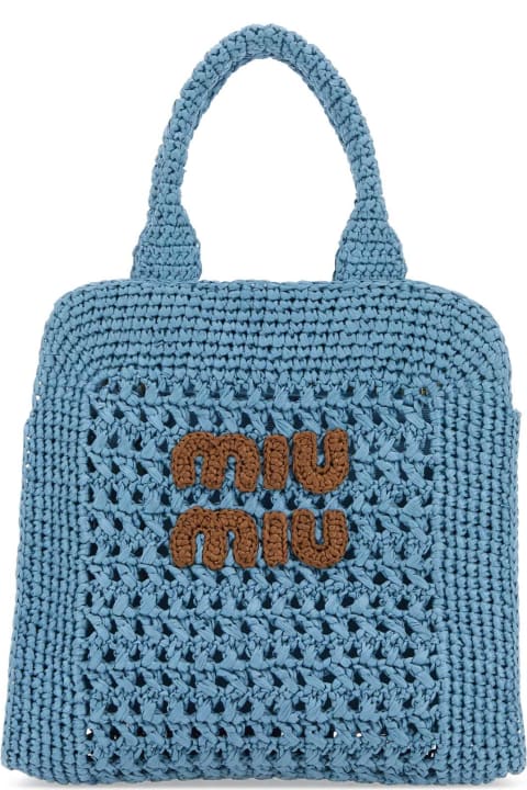 Miu Miu Sale for Women Miu Miu Light Blue Crochet Handbag