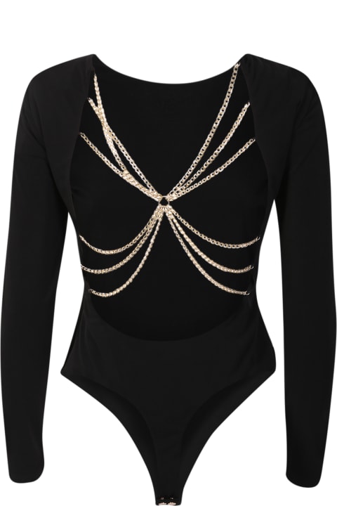 Alice + Olivia Clothing for Women Alice + Olivia Alice + Olivia Marcella Chain Detail Black Bodysuit