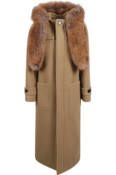 Homeware Burberry Faux Fur Trim Sleeved Duffle Coat