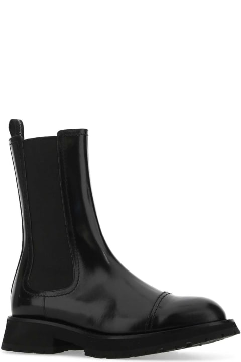 メンズ新着アイテム Alexander McQueen Black Leather Ankle Boots