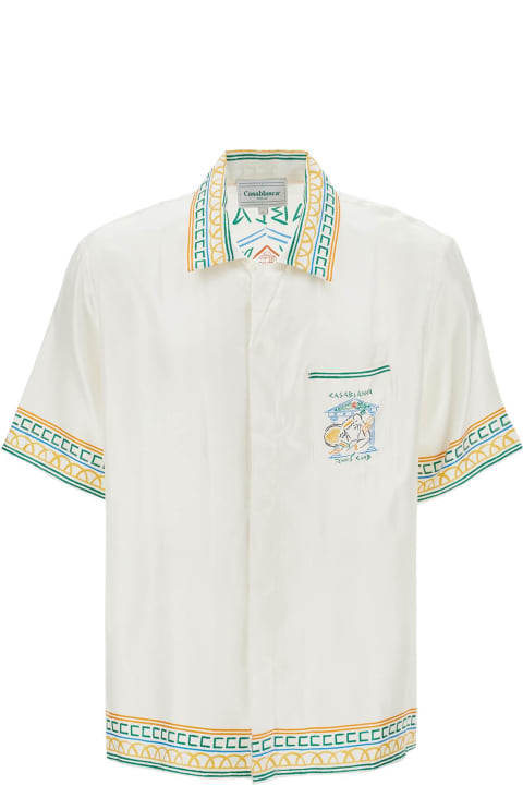 Casablanca قمصان لـ القسم الرجالي Casablanca Silk Crayon Temple Tennis Club Shirt