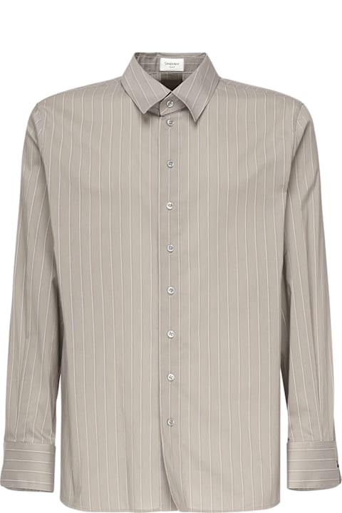 Saint Laurent for Kids Saint Laurent Striped Cotton And Silk Voile Shirt