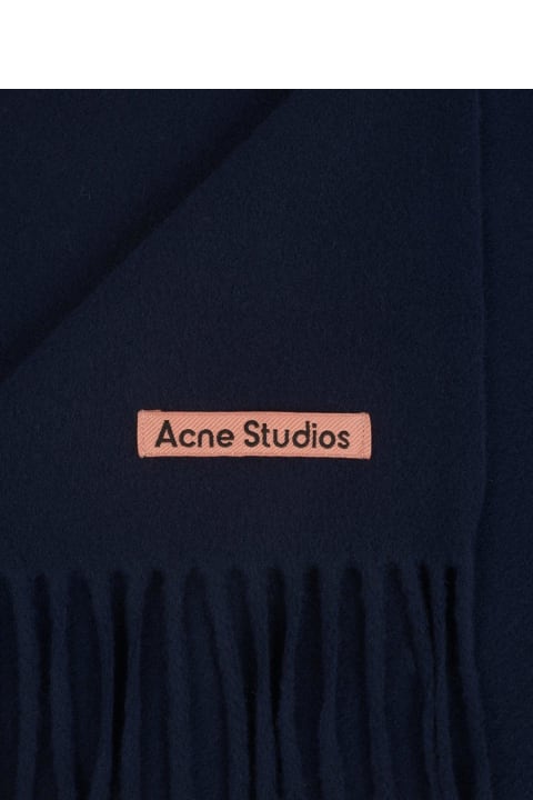 Acne Studios Scarves for Women Acne Studios Logo Detailed Fringed Scarf