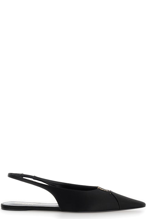 Saint Laurent Shoes for Women Saint Laurent 'babylon' Black Slingback Ballet Shoes In Crêpe Satin Woman