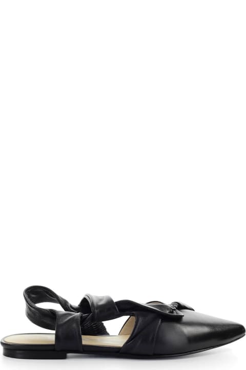 Strategia Black Leather Slingback Ballet Flat Shoe