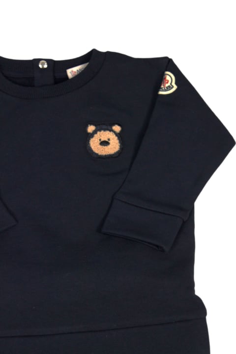 ベビーガールズのセール Moncler Set Consisting Of A Crewneck Sweatshirt With Back Buttons And Stretch Cotton Trousers And Front Logo