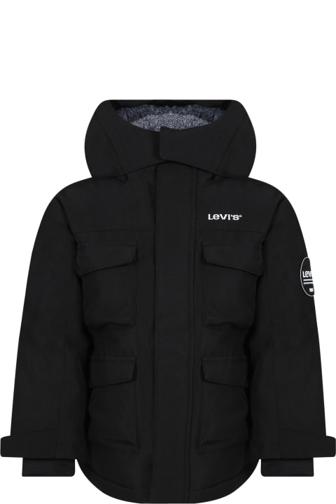 ボーイズ Levi'sのコート＆ジャケット Levi's Black Jacket For Boy With Logo