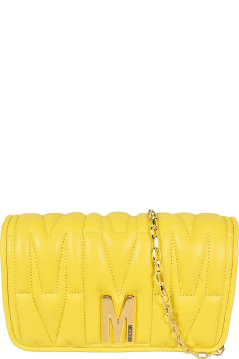 Moschino for Women Moschino M Plaque Quilted Flap Chain Shoulder Bag
