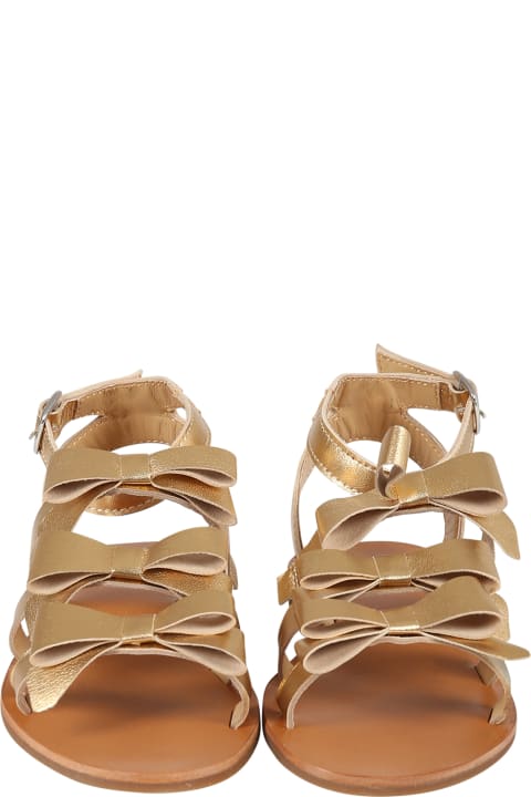 Gold Sandals For Girl With Bows