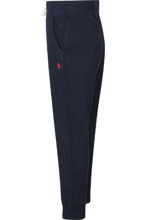 أدوات منزلية Ralph Lauren Blue Boy Sweatpants With Red Pony Logo
