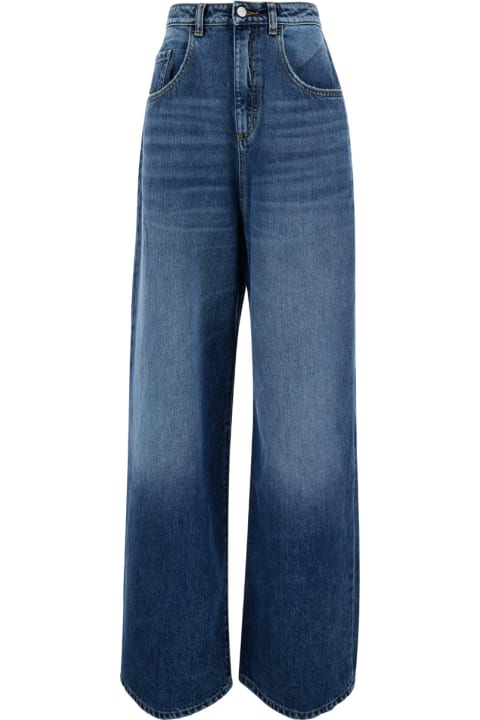 Jeans for Women Icon Denim Blue High Waisted Wide Jeans In Cotton Denim Woman