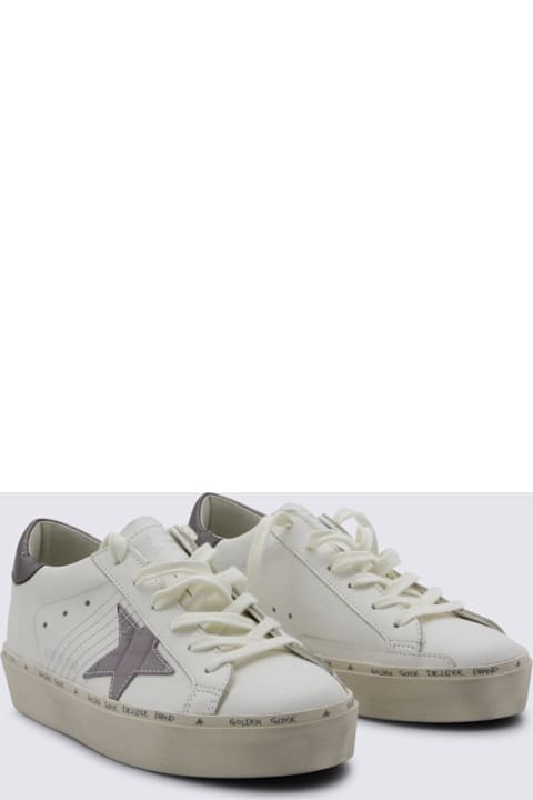 Golden Goose White And Grey Leather Sneakers