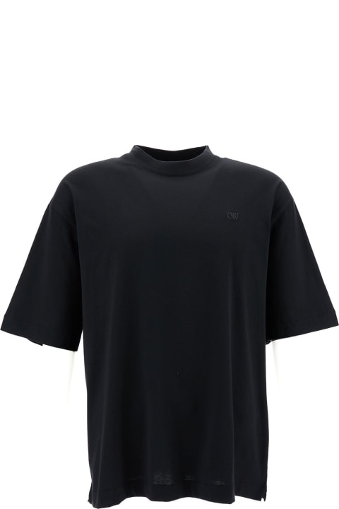 Off-White for Men Off-White Black Crewneck T-shirt With Tonal Embroidery In Cotton Man